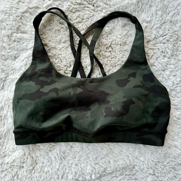 NWOT Women’s Lululemon Green Camo Energy Padded Sports Bra (8) - Picture 1 of 6